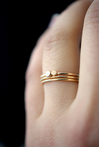 Double Pebble Ring, Solid 14K Gold