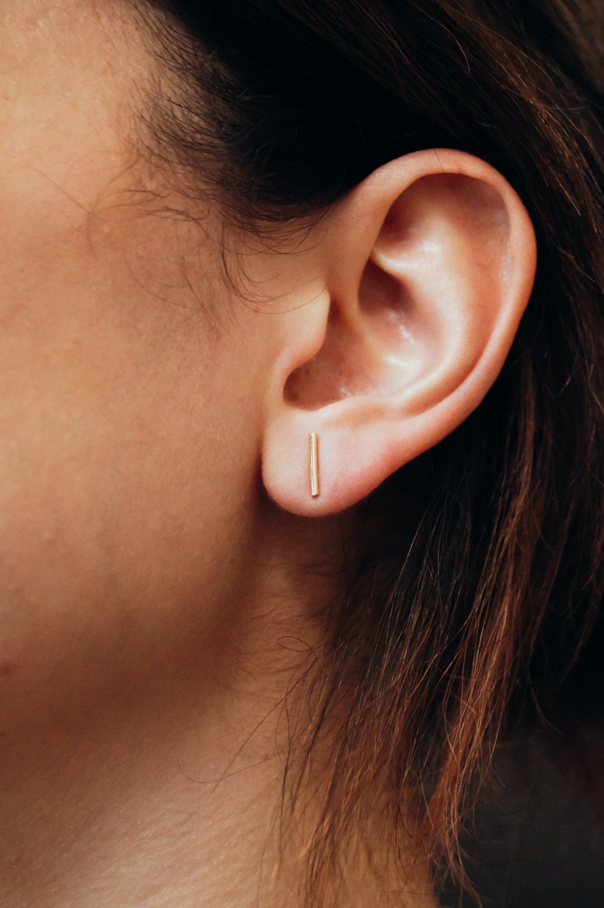 Mini Bar Stud Earrings in Solid Gold or Rose Gold