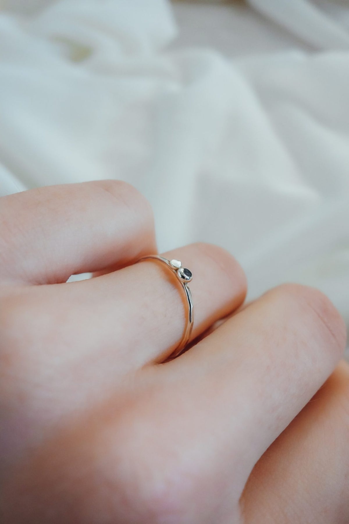 Double Pebble Ring, Sterling Silver