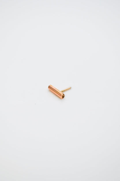 Tiny Bar Flat Back Stud Earring, Solid Gold or Rose Gold
