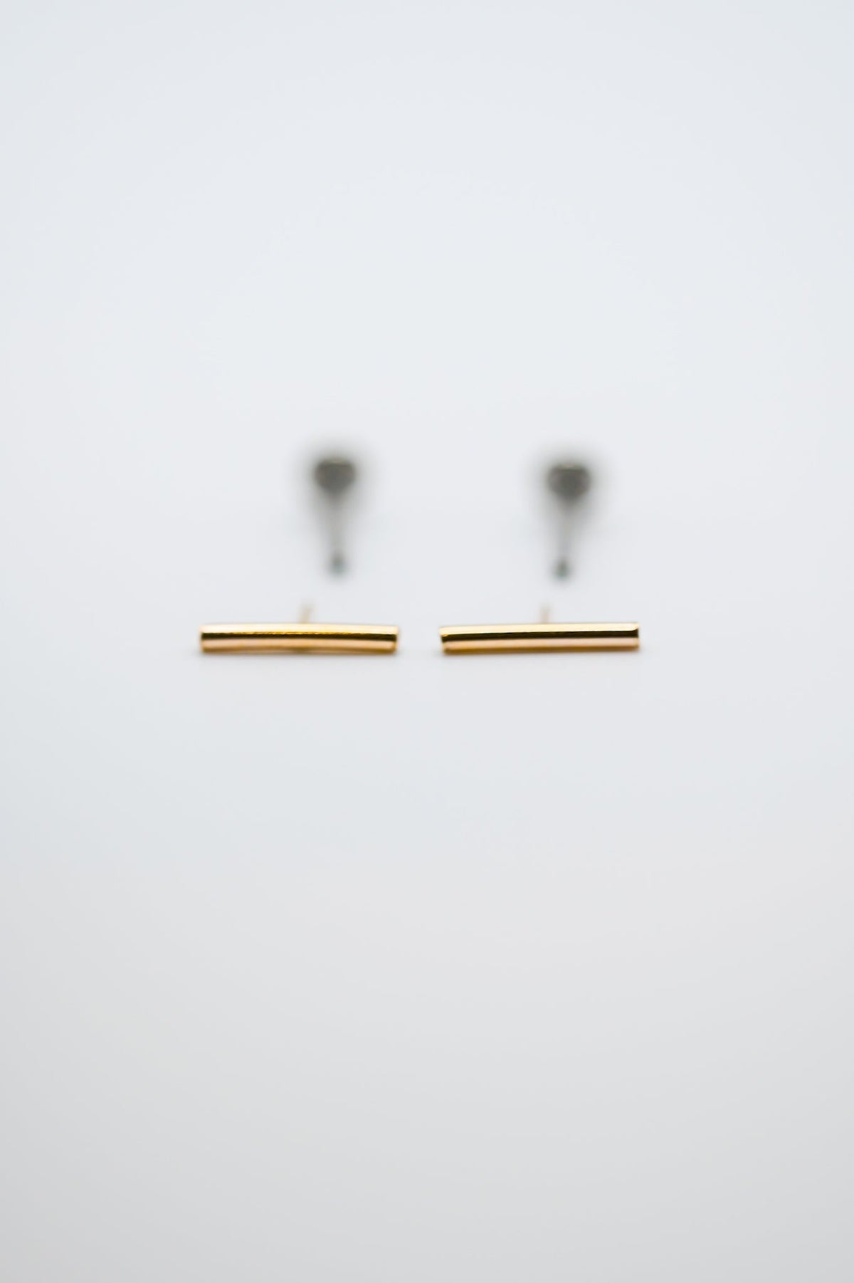 Mini Bar Flat Back Stud Earring, Solid Gold or Rose Gold
