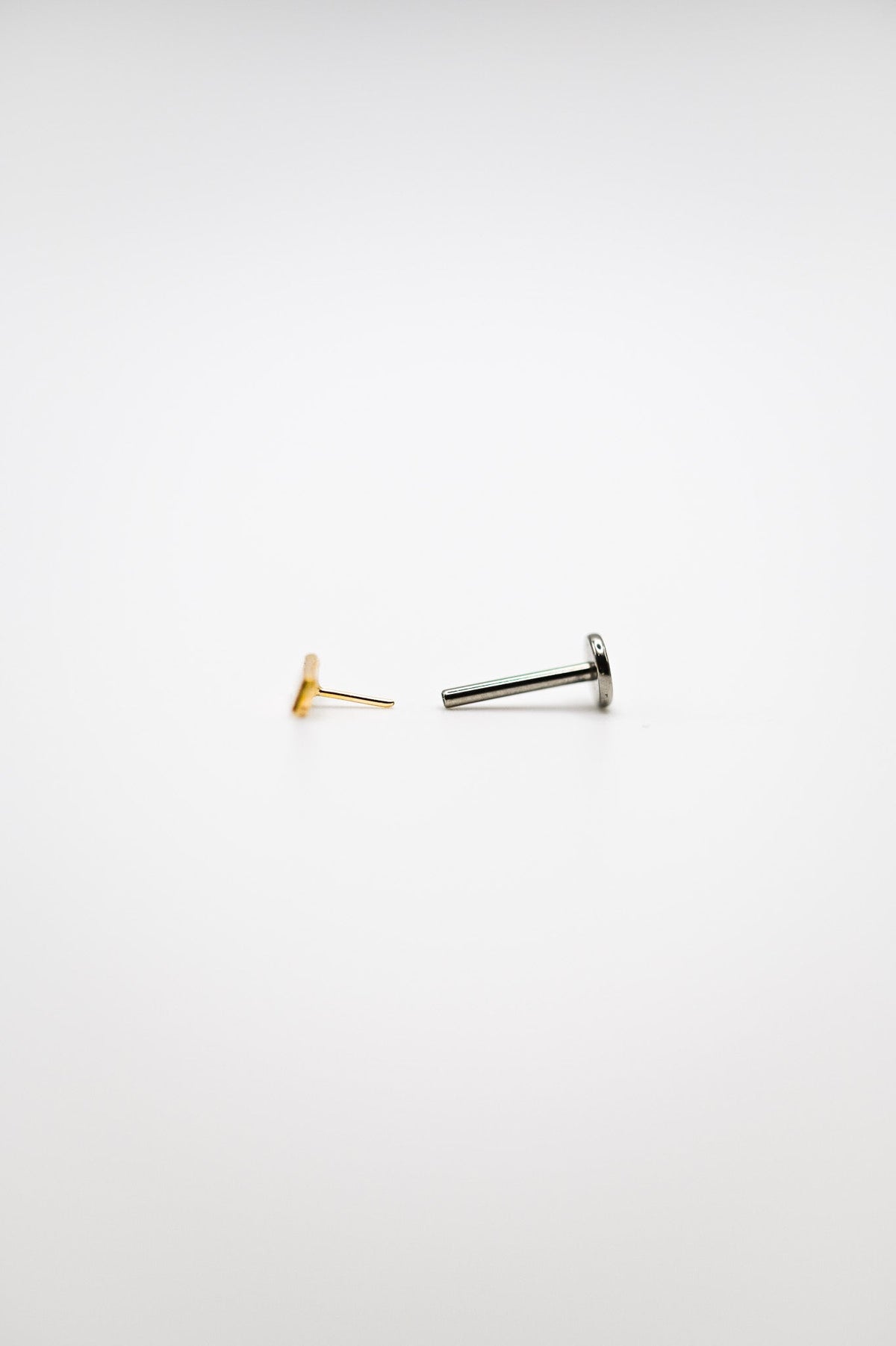 Mini Mirror Flat Back Stud Earring, Solid Gold