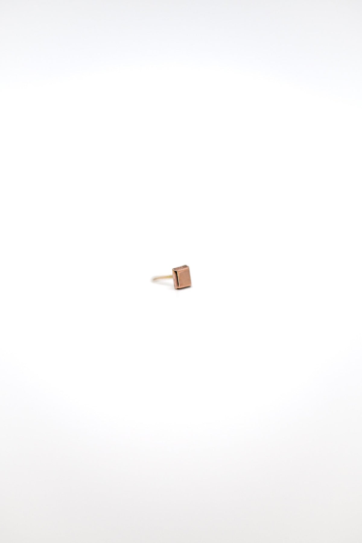 Square Mirror Flat Back Stud Earring, Solid Gold