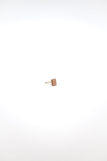 Square Mirror Flat Back Stud Earring, Solid Gold