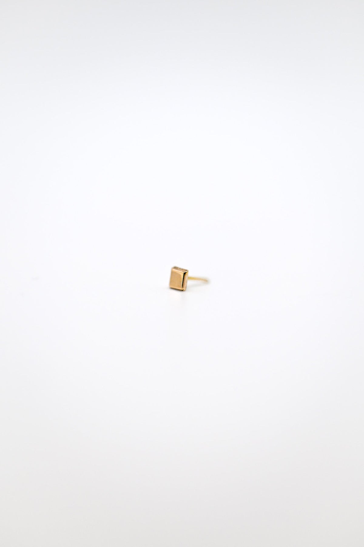 Square Mirror Flat Back Stud Earring, Solid Gold