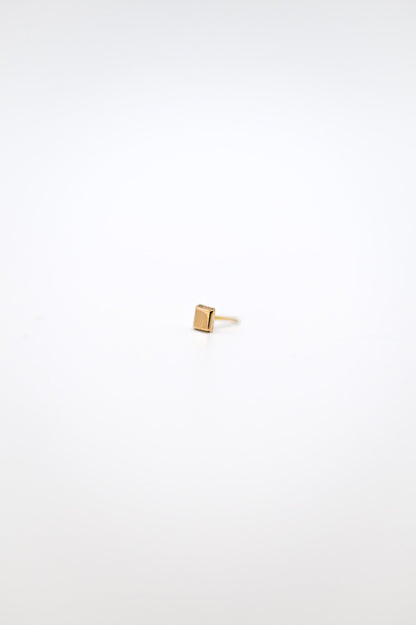 Square Mirror Flat Back Stud Earring, Solid Gold
