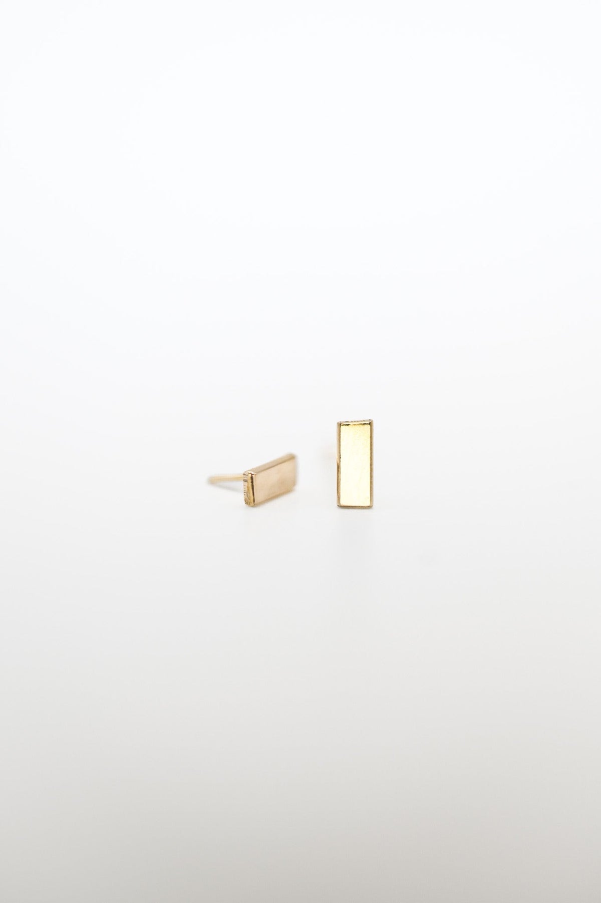 Mini Mirror Flat Back Stud Earring, Solid Gold