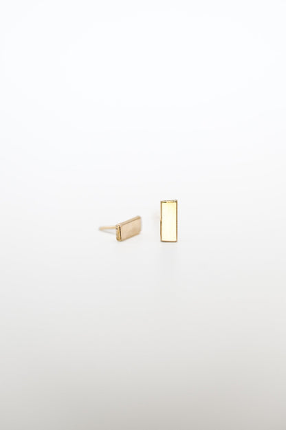 Mini Mirror Flat Back Stud Earring, Solid Gold
