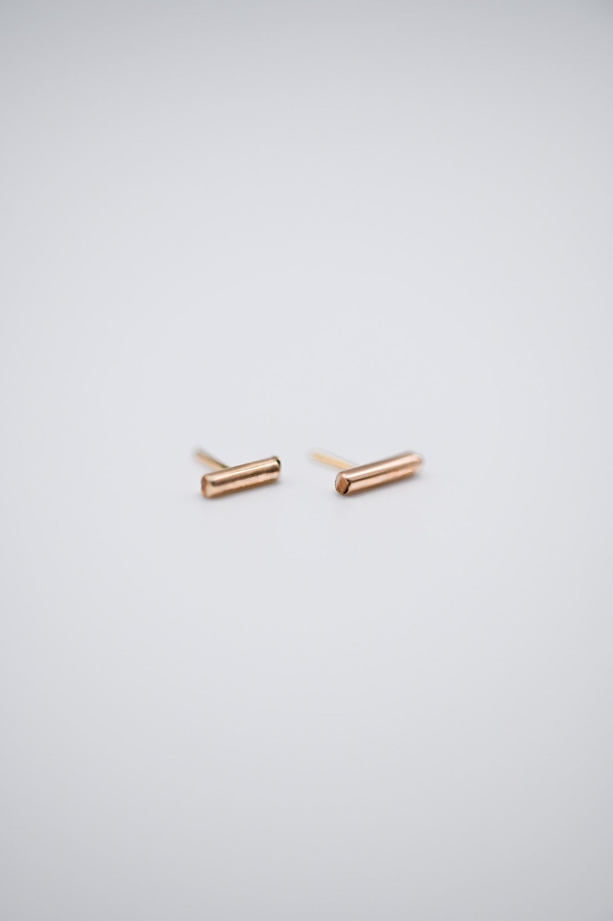 Tiny Bar Flat Back Stud Earring, Solid Gold or Rose Gold