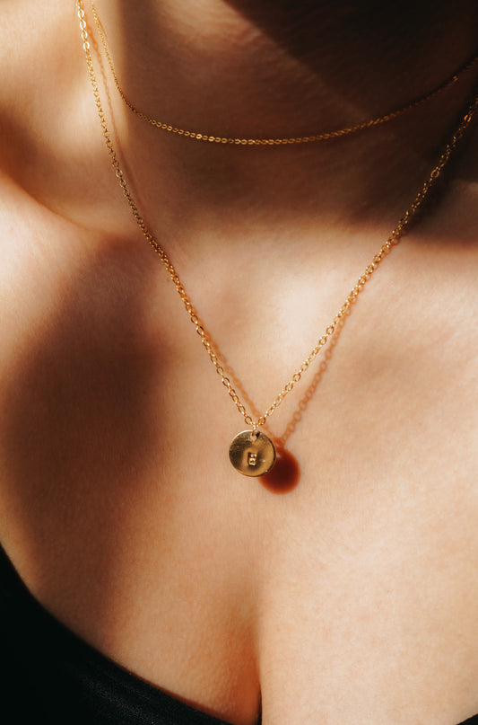 Choker with Monogram Layering Necklace Set in Gold Fill