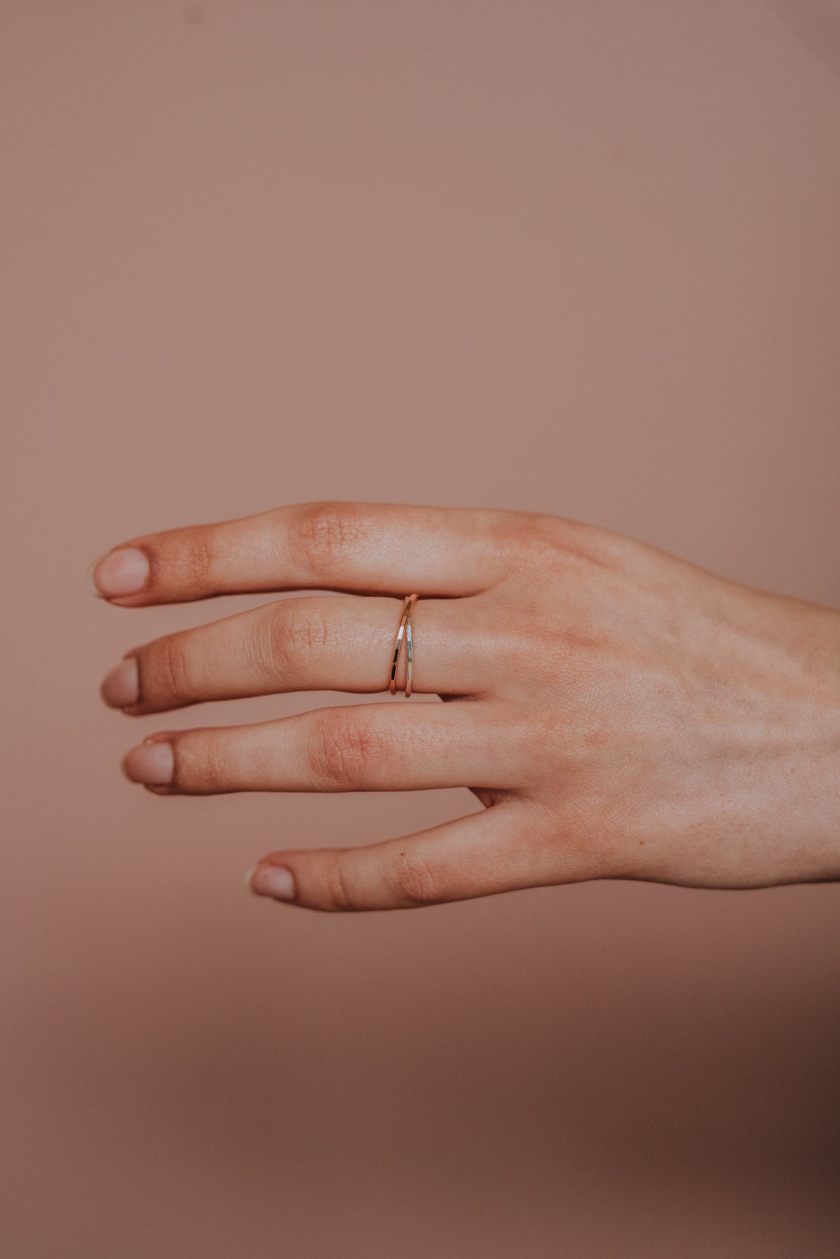 Thin Interlocking Set of 2 Rings, Mixed Metals