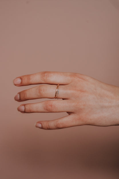 Thin Interlocking Set of 2 Rings, Mixed Metals