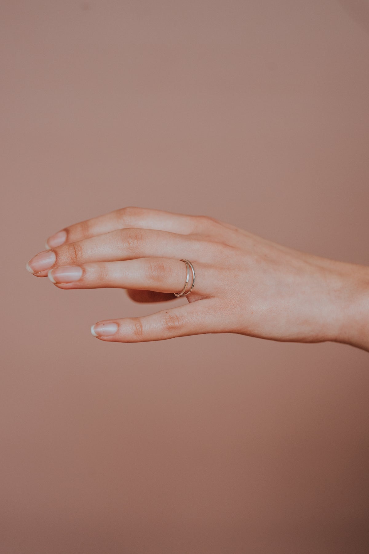 Thin Interlocking Set of 2 Rings, Sterling Silver