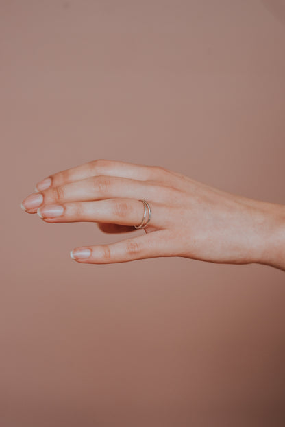 Thin Interlocking Set of 2 Rings, Sterling Silver