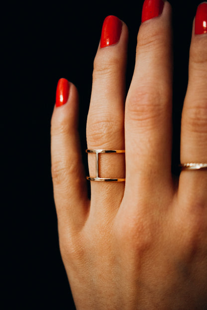 Large Cage Ring, Solid 14K Rose Gold