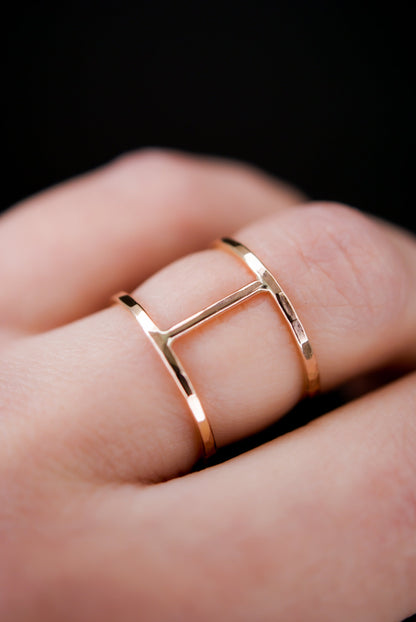 Large Cage Ring, Solid 14K Rose Gold