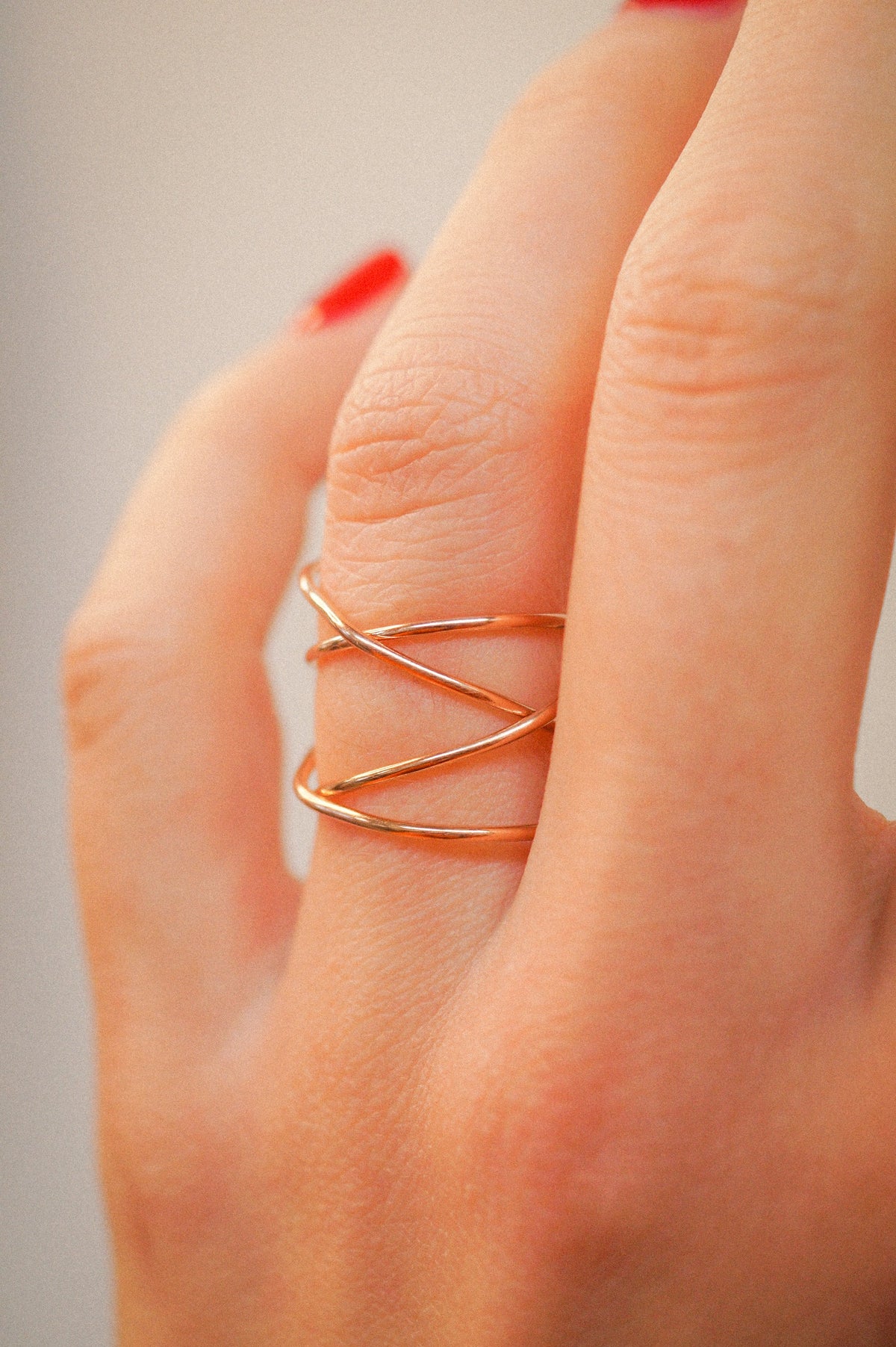 Large Wraparound Ring, Solid 14K Rose Gold