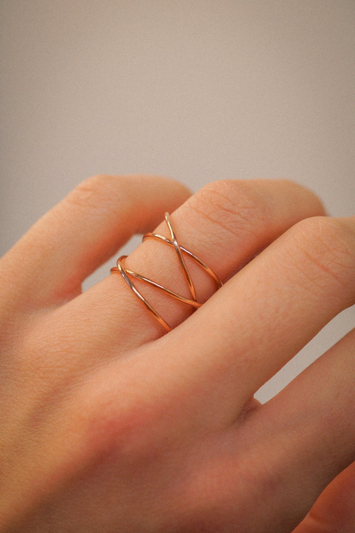 Large Wraparound Ring, Solid 14K Rose Gold