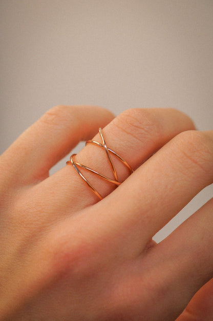 Large Wraparound Ring, Solid 14K Rose Gold