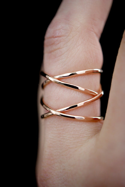 Large Wraparound Ring, Solid 14K Rose Gold