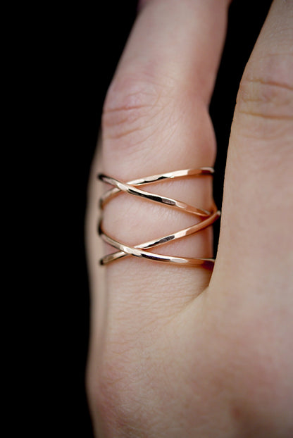 Large Wraparound Ring, Solid 14K Rose Gold