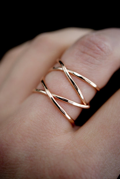 Large Wraparound Ring, Solid 14K Rose Gold