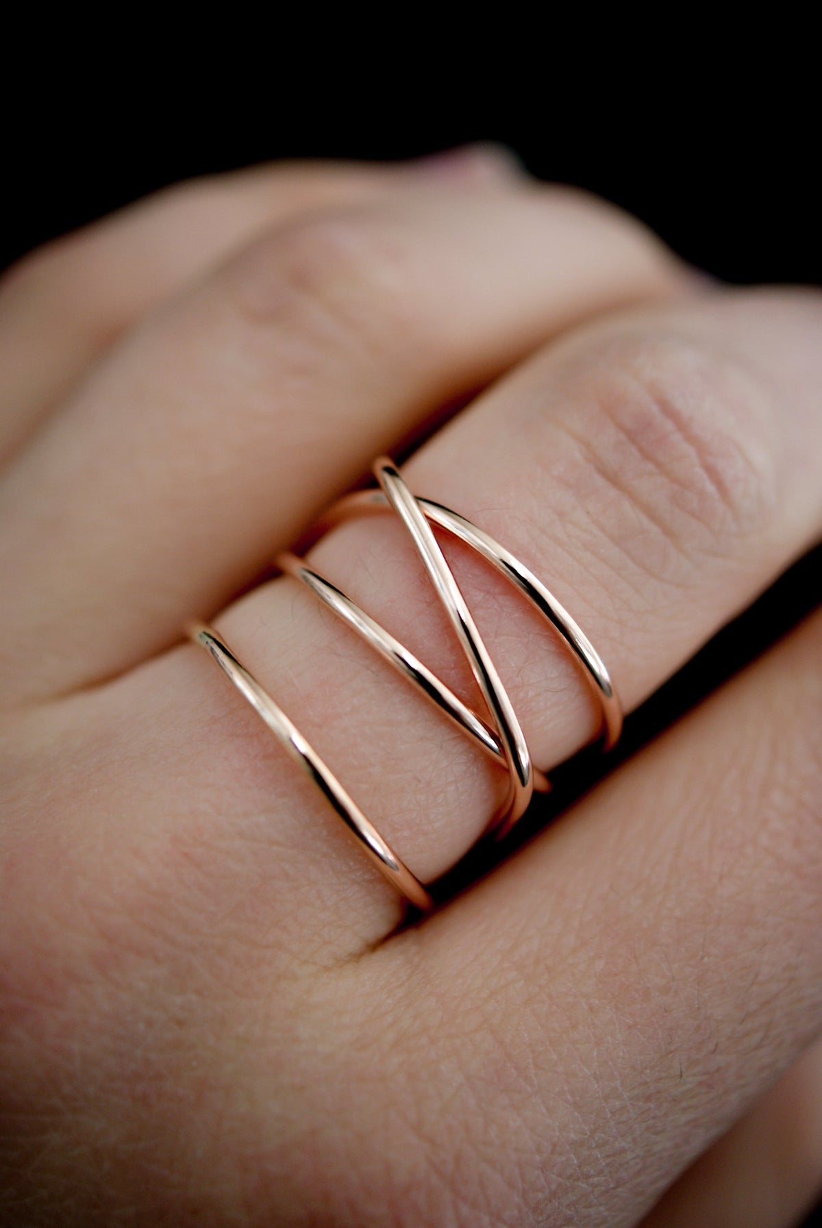 Large Wraparound Ring, Solid 14K Rose Gold
