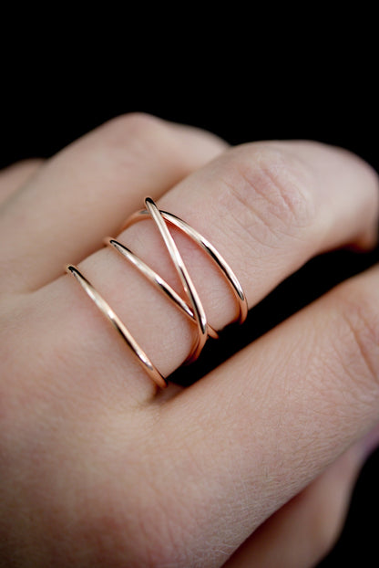Large Wraparound Ring, Solid 14K Rose Gold
