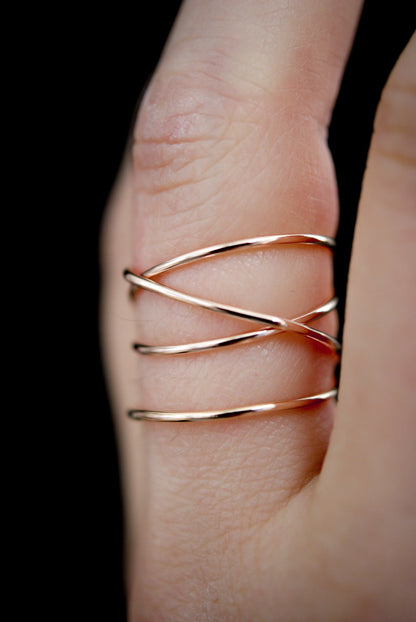 Large Wraparound Ring, Solid 14K Rose Gold