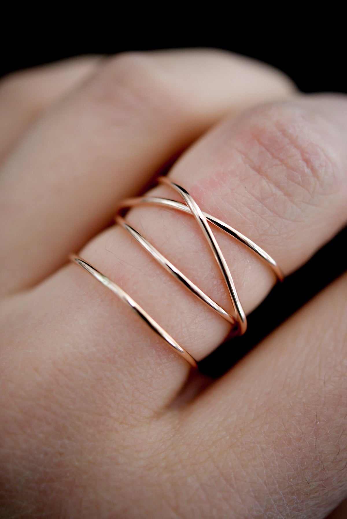 Large Wraparound Ring, Solid 14K Rose Gold
