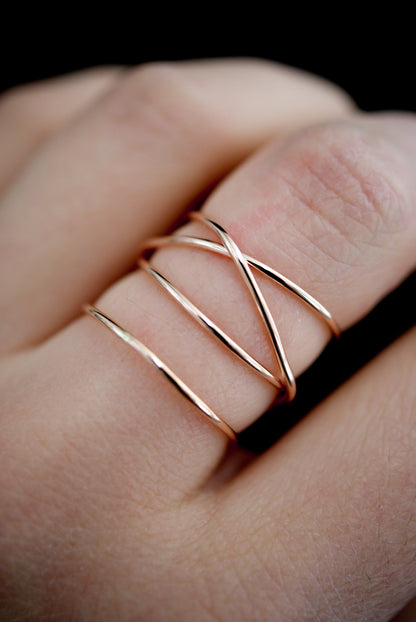 Large Wraparound Ring, Solid 14K Rose Gold