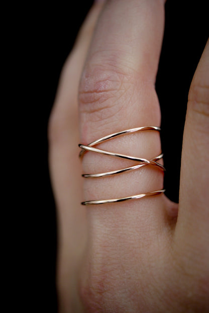 Large Wraparound Ring, Solid 14K Rose Gold
