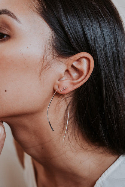Teardrop Threader Hoop Earrings, Gold Fill, Rose Gold Fill, or Sterling Silver