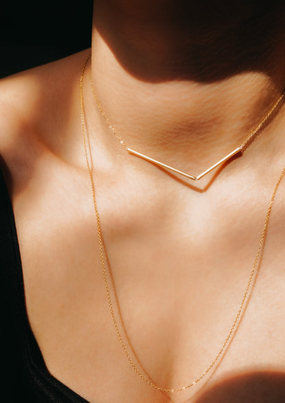 Geo Layering Necklace Set of 2 in Gold Fill, Rose Gold Fill, or Sterling Silver