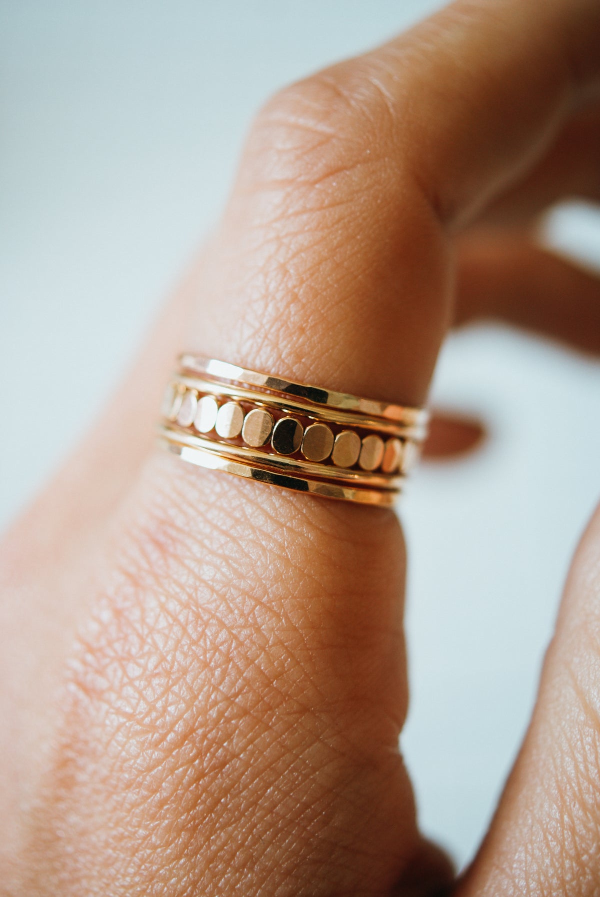 The Classic Bead Set of 5 Stacking Rings, Gold Fill, Rose Gold Fill or Sterling Silver