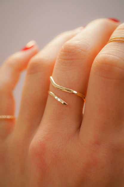 Open Curve Ring, Solid 14K Gold