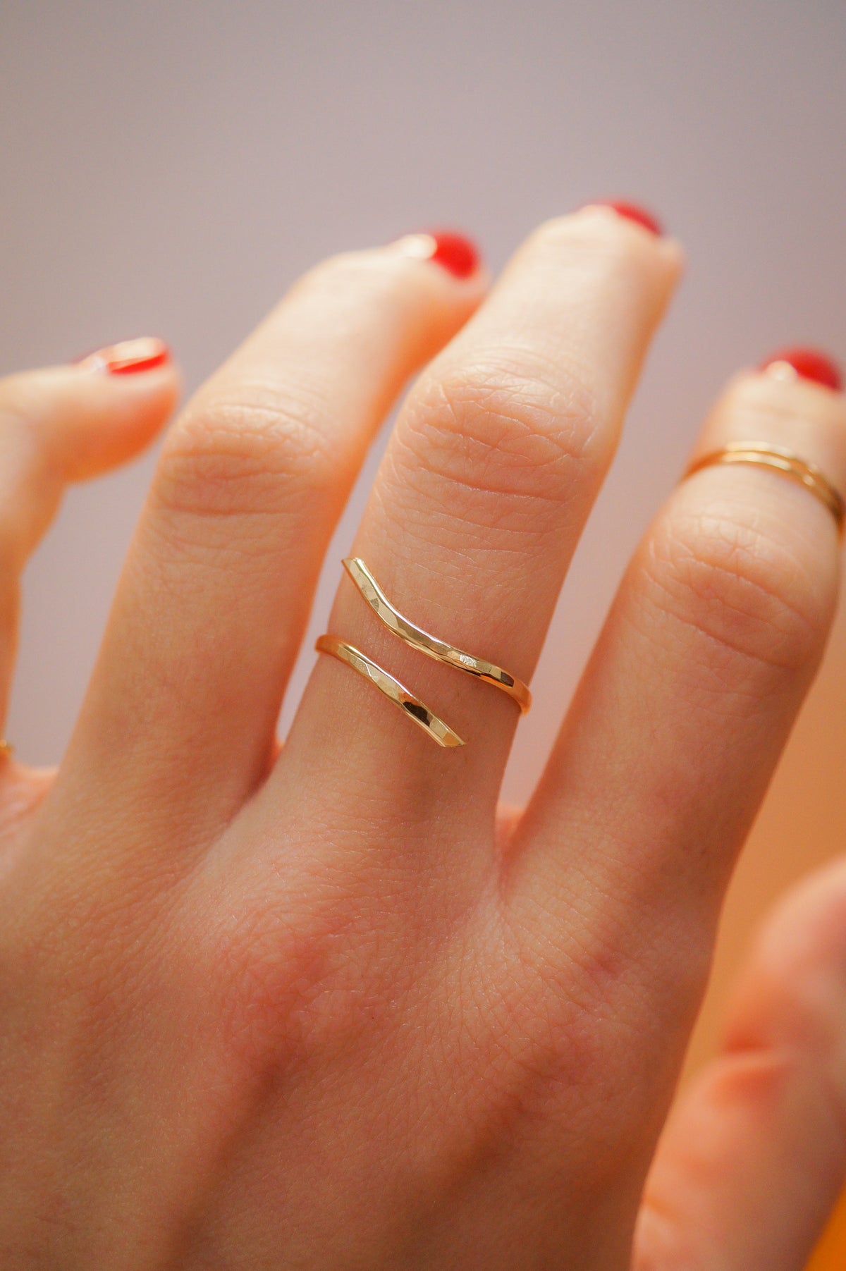 Open Curve Ring, Solid 14K Gold