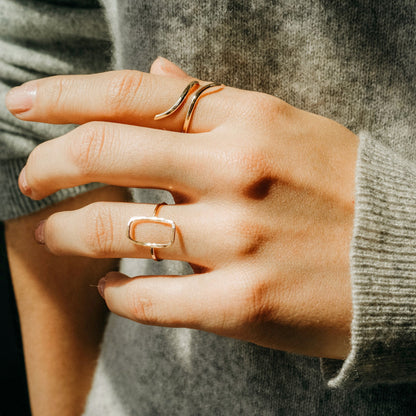Open Curve Ring, Solid 14K Gold