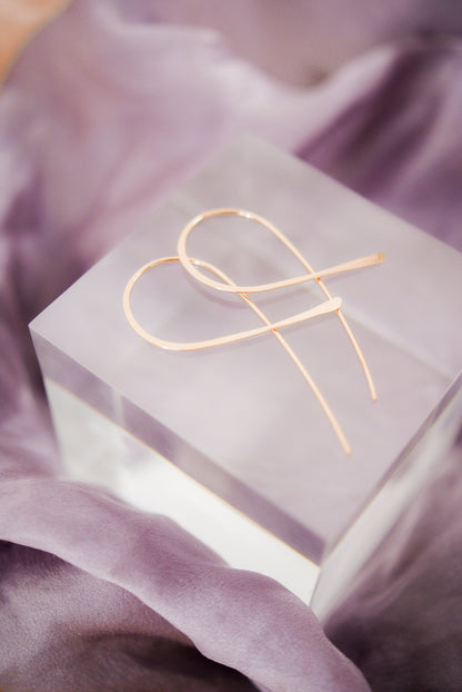 Ribbon Threader Hoop Earrings, Gold Fill, Rose Gold Fill, or Sterling Silver