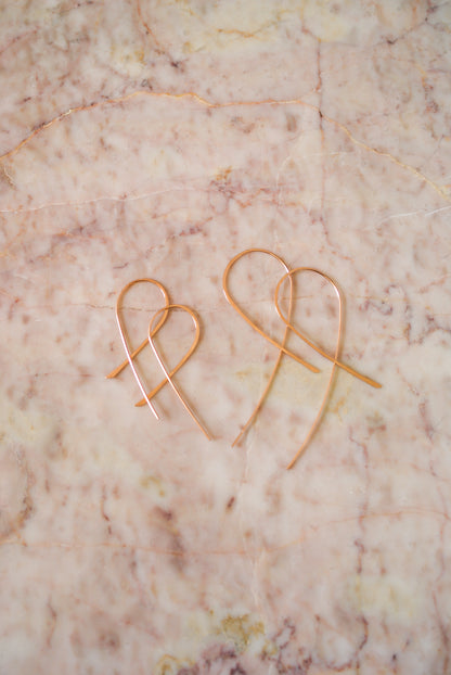 Ribbon Threader Hoop Earrings, Gold Fill, Rose Gold Fill, or Sterling Silver