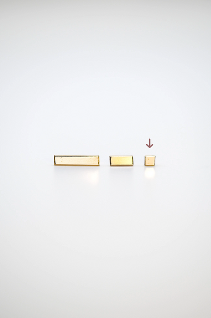 Square Mirror Flat Back Stud Earring, Solid Gold