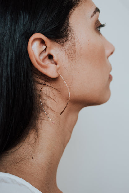 Teardrop Threader Hoop Earrings, Gold Fill, Rose Gold Fill, or Sterling Silver