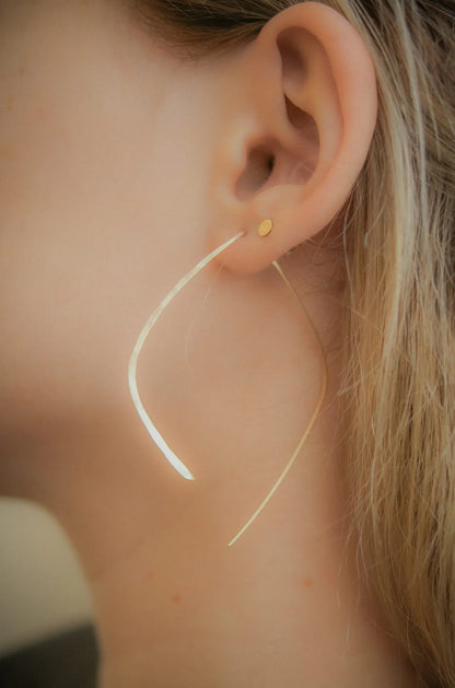 Teardrop Threader Hoop Earrings, Gold Fill, Rose Gold Fill, or Sterling Silver
