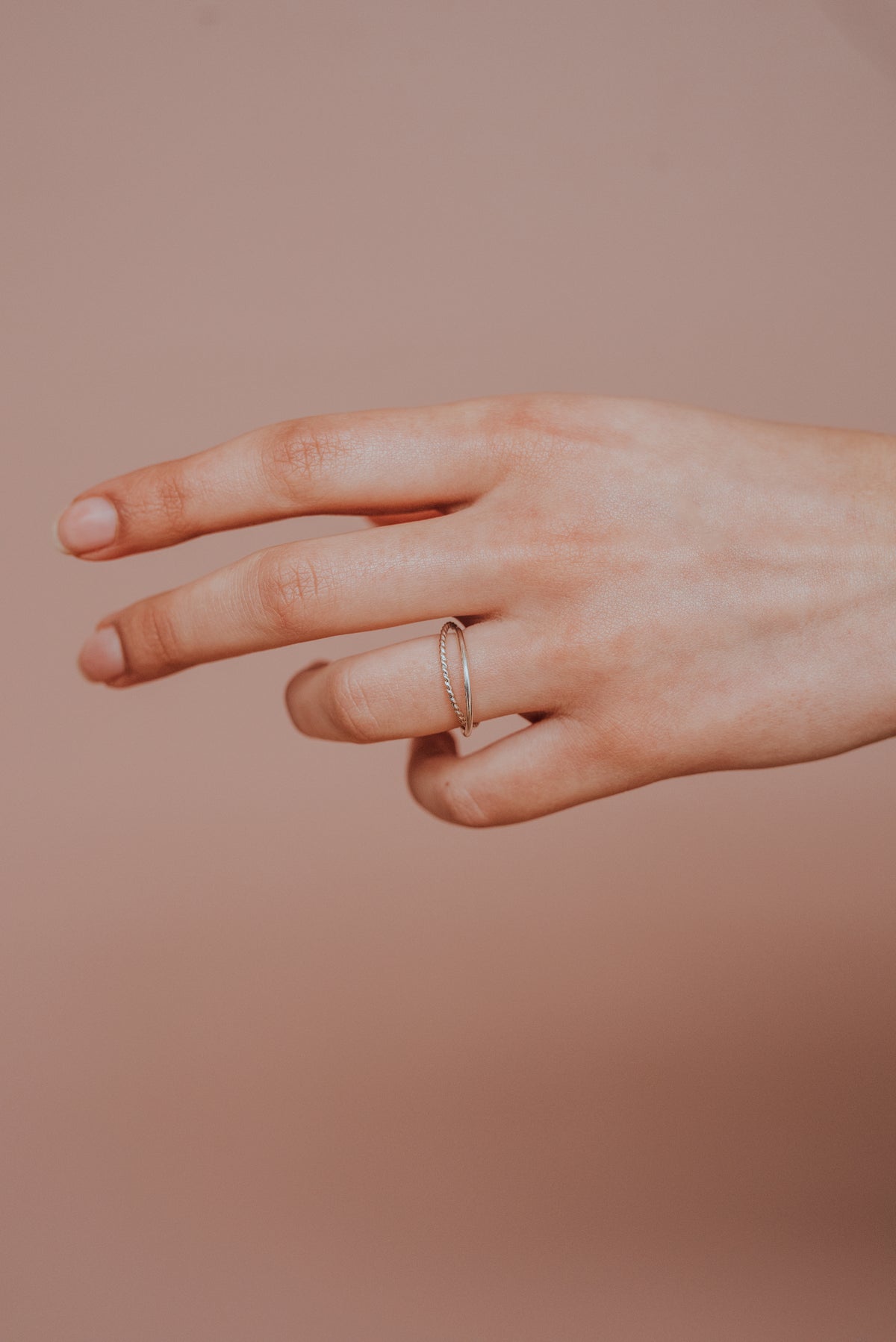 Twist Interlocking Set of 2 Rings, Sterling Silver