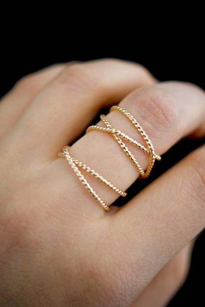 Extra Large Twist Wraparound Ring, 14K Gold Fill