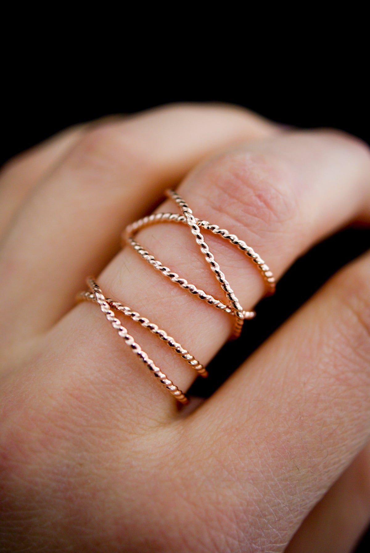 Extra Large Twist Wraparound Ring, 14K Rose Gold Fill