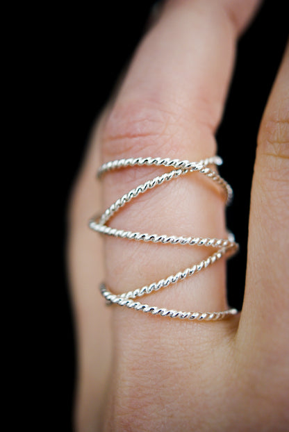 Extra Large Twist Wraparound Ring, Sterling Silver