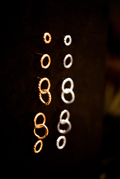 Twist Link Stud Earrings, Gold Fill, Rose Gold Fill, or Sterling Silver