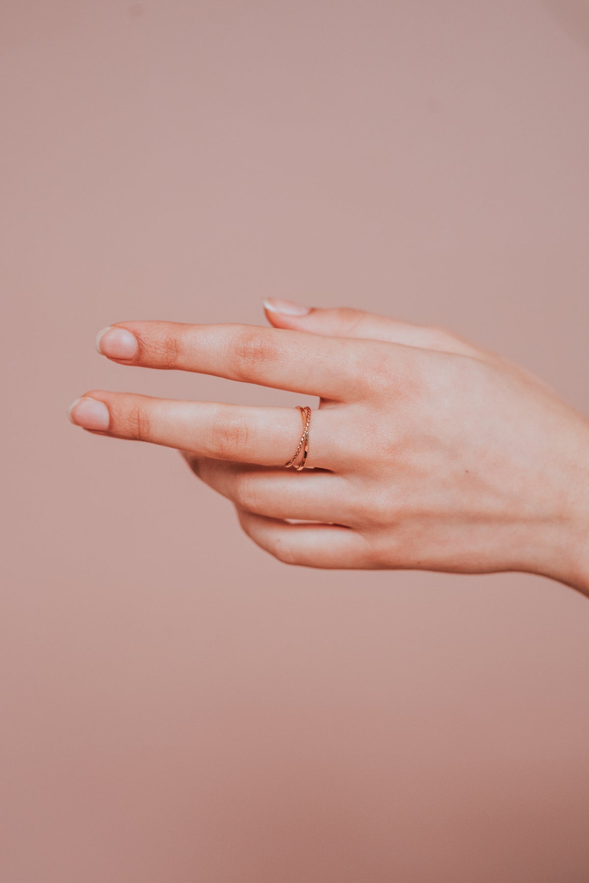 Twist Interlocking Set of 2 Rings, 14K Rose Gold Fill