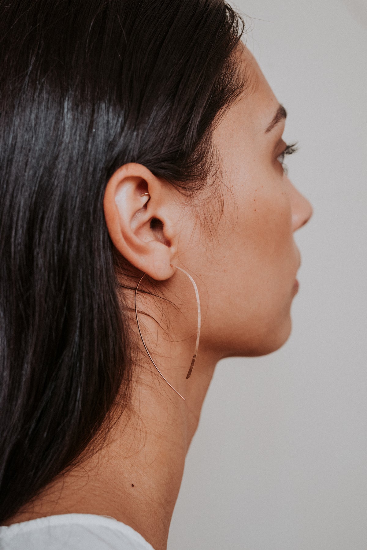 U-Shaped Threader Hoop Earrings, Gold Fill, Rose Gold Fill or Sterling Silver